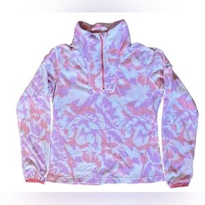 Columbia women's fleece half zip pullover jacket long sleeves size S floral pink